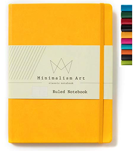 Minimalism Art | Classic Notebook Journal, Size: 8.3" X 11.4", A4, Yellow, Ruled/Lined Page, 192 Pages, Hard Cover/Fine PU Leather, Inner Pocket, Premium Thick Paper-100gsm | Designed in San Francisco