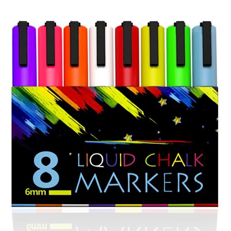 Atalanta® Color Liquid Chalk Marker Pens-8 Packs Premium Quality Bright Neon Pens with Unique Reversible Tip, Safe for Kids, Teachers, Fall Designs, Stencil Use, Artist, Crafters