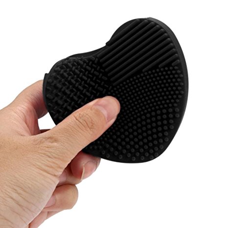 Yoyorule Silicone Heart Cleaning Glove Makeup Washing Brush Scrubber Tool Cleaners (Black)
