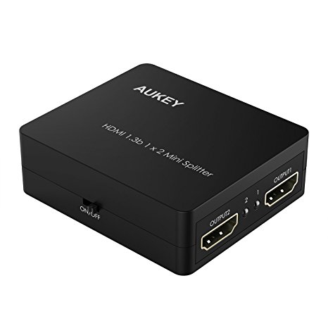 AUKEY HDMI Splitter 1 In 2 Out 3D / Full HD 1080P HDMI Switch 2 Ways HDMI Amplifier for PC , PS3 , D-VHS Player and other devices