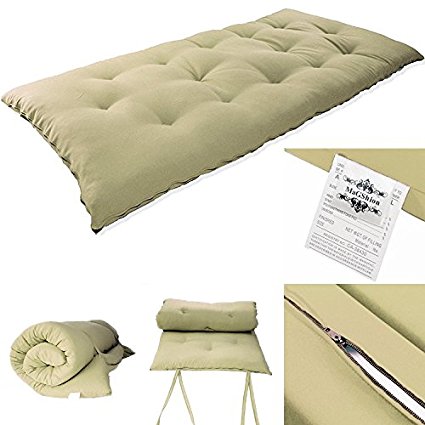3" Single Size(3"x27"x80") Tatami Floor Mat- Japanese Bed, Rolling Bed, Thai Massage Bed, Mattresses (Khaki)
