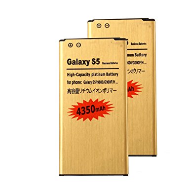 2 pcs Gold Extended Samsung Galaxy S5 High Capacity Battery EB-BG900BBC EB-BG900BBE EB-BG900BBU For Samsung Galaxy S5 SM-G900F / Samsung Galaxy S5 SM-G900T / Samsung Galaxy S5 SM-G900P / Samsung Galaxy S5 SM-G900A / Samsung Galaxy S5 SM-G900AZ / Samsung G