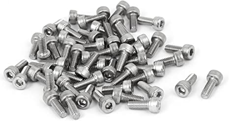 uxcell M4x10mm Thread 304 Stainless Steel Hex Socket Head Cap Screw Bolt DIN912 55pcs