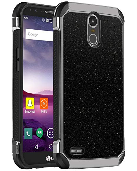 LG Stylo 3 Case, LG Stylo 3 Plus Case, LG Stylus 3 Case, BENTOBEN Glitter 2 in 1 Hybrid Hard PC Laminated with PU Leather Shockproof Protective Case for LG Stylo 3/Stylo 3 Plus/LG LS777, Black/Glod