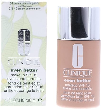 Clinique Even Better Foundation 1.0 Oz Spf 15 Clinique/Even Better Makeup 04 Cream Chamois 1.0 Oz Spf 15 Evens And Corrects. Spf 15 Dry To Combination Oily