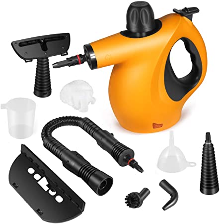 Handheld Steam Cleaner, Handheld Pressurized Cleaner with 9-Piece Accessory Set Purpose and Multi-Surface All Natural, Chemical-Free Steam Cleaner for Cleaning Tile, Car, Upholstery, Bathroom