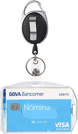 Vicloon Badge Holder with Retractable Reel Set, Two-Sided Horizontal Vertical ID Card Holder for School, Office, Identity Card, Key Ring and Belt Clip Attachment