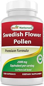 Best Naturals Swedish Flower Pollen 2000 mg Equivalent Per Serving- 120 Capsules