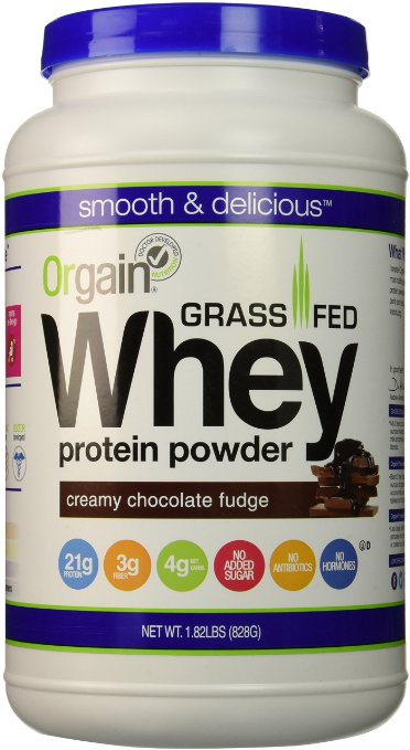 Orgain 100% Grass Fed Whey Protein Powder, Creamy Chocolate Fudge, 1.82 Pound