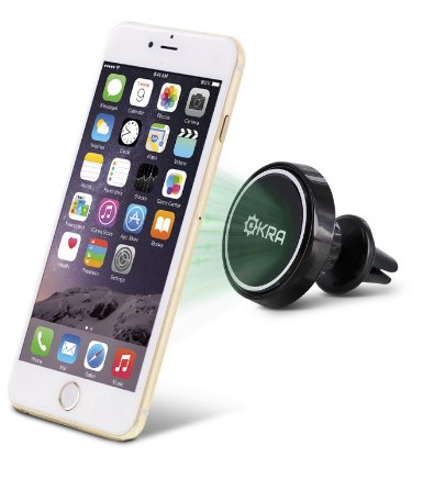 Okra® Universal MagnetMount XL 360° Degree Rotating [Extra Large Surface] Magnetic Air Vent Car Mount Holder for iPhone 6s Plus 6 5s, Galaxy S6 Edge S5 S4 & All Android Smartphones Cell Phones Phablet