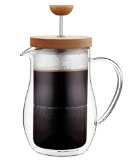 Osaka Cafetiere 6 Cup 27 oz Double-Walled Borosilicate Glass Coffee and Tea French Press with Wood Lid Zenrin-Ji