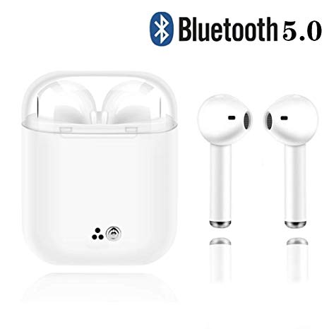 Bluetooth Headset 5.0, Wireless Earbuds, Built-in Hands-Free Microphone and Charging Box, Noise-Reduction high-Definition 3D Stereo, for in-Ear Apple Airpods Android/iPhone/Samsung