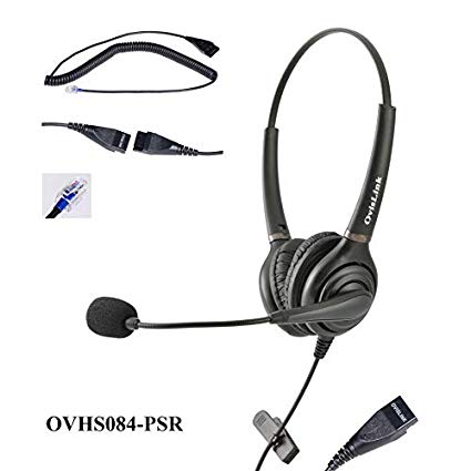 Dual Eer OvisLink Polycom Headset Noise Canceling Call Center Headset Compatible with Polycom VoIP Phone with RJ9 Headset Jack