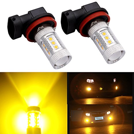H11 H8 LED Fog Light Bulb Replacement Error Free Projector For Nissan Honda Toyota Vehicles , DunGu 4150272 (Golden Yellow) (Pack of 2)