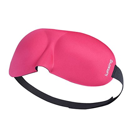 Sleep Mask, Lumsing 3D Sleeping Mask Eye Mask with Ear Plugs Adjustable Strap for Travel, Shift Work, Meditation and for Women Men Kids (Rose)