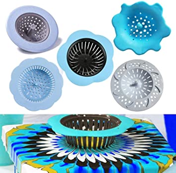 Deloky 5 Pack Acrylic Pouring Strainer, Plastic Silicone Strainer Flower Drain Basket for Pouring Acrylic Paint and Creating Unique Patterns and Designs