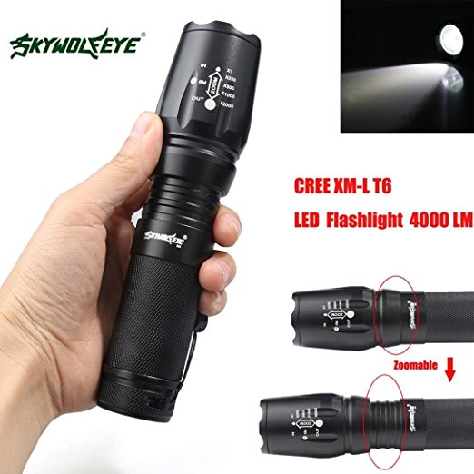 Flashlight,Fortan 4000LM Zoomable CREE XM-L T6 LED High Power Flashlight Torch Lamp 5 Modes