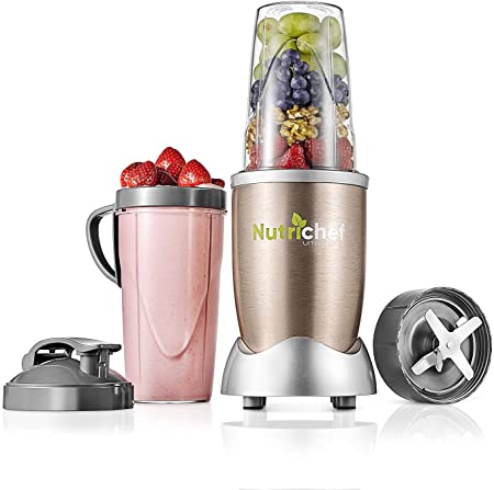 Personal Electric Single Serve Blender - 900W Professional Kitchen Countertop Mini Blender for Shakes and Smoothies w/ Pulse Blend, Convenient Lid Cover, Portable 20 & 24 Oz Cups - NutriChef NCBL90