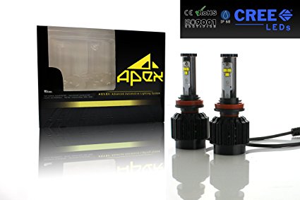 Apex 5202 ( H16 / 9009 / PSX24W ) ( Blue ) LED Fog Lights Bulbs Conversion Kit with CREE Tech 60w Total (2 x 30w) 6,000Lm (2 x 3000Lm) (from HID or Halogen) All-in-One Plug & Play LEDS Kit