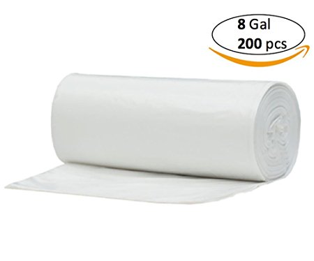 8 Gallon Clear Garbage Trash Bags, 200 Count