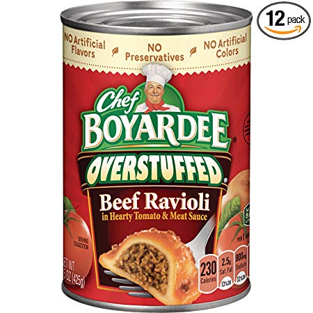 Chef Boyardee Overstuffed Beef Ravioli, 15 oz, 12 Pack