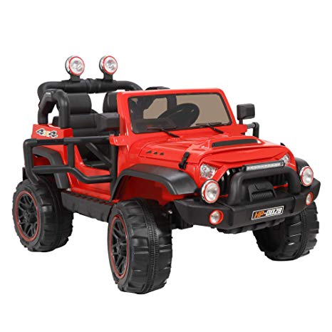 ZENY 12V Kids Ride On Car Truck Electric Ride On Vehicle Toy Children’s Motorized Cars with Remote Control,3 Speeds,LED Lights,Double Doors,Story & Music,Spring Suspension (Red)