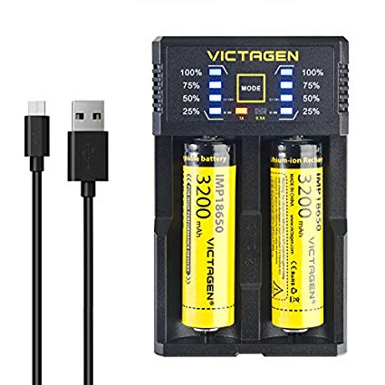 Victagen Universal Smart Charger,Intelligent Speedy Battery Charger for Rechargeable Batteries Ni-MH Ni-Cd AA AAA AAAA C D Li-ion LiFePO4 IMR 10440 Cylindrical Rechargeable Batteries
