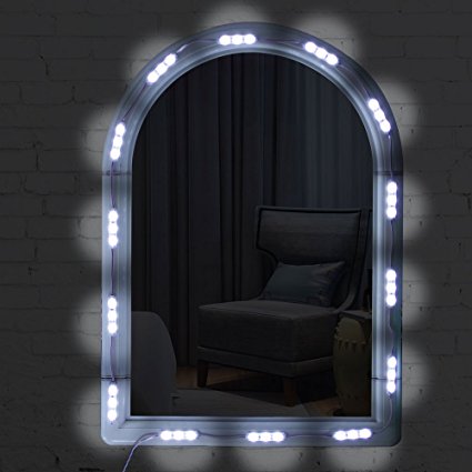 Muizlux Bright LED Make-up Vanity Mirror Module Flexible Light Kits 9.8 FT for Dressing Table Mirror ,Bathroom ,Under Cabinet , with Remote Cotroller and Power Supply Plug ON//OFF Switch 5500K White