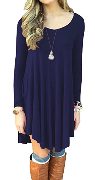 VIISHOW Women's Long Sleeve Casual Loose T-Shirt Dress