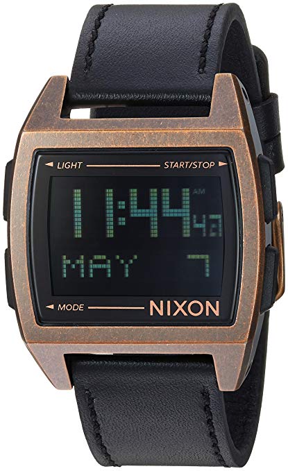 Nixon Base Leather Men’s Retro Style Smart Watch (38mm. Digital Face/Leather Band)
