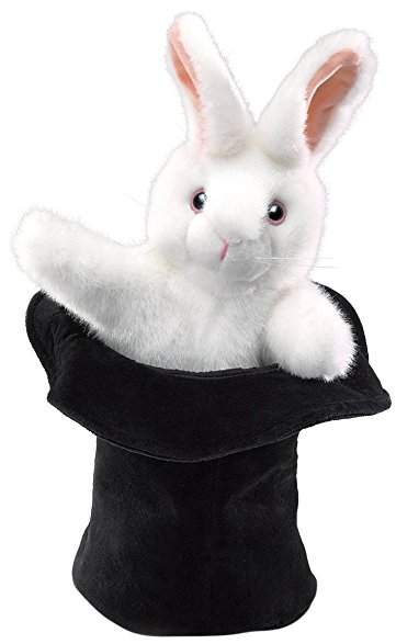 Folkmanis Rabbit In Hat Hand Puppet