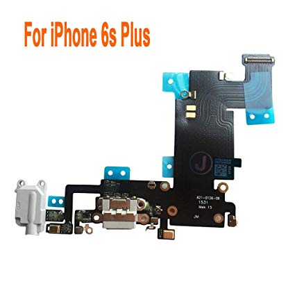 Johncase OEM Charging Port Dock Connector Flex Cable w/Microphone   Headphone Audio Jack Port Ribbon Replacement Part Compatible for iPhone 6s Plus All Carriers (Light Gray)