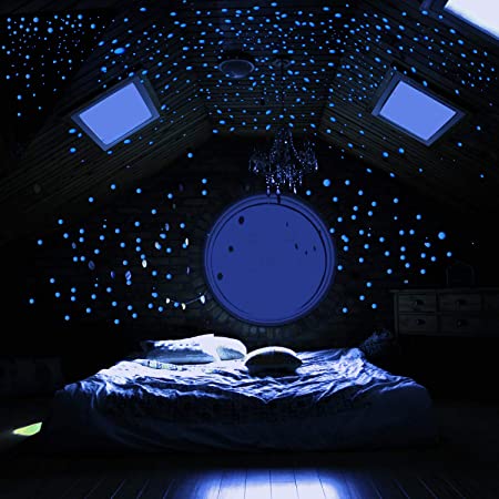 MUCH Realistic 3D Domed Stickers 606 Dots Glow in The Dark Stars Decals Decor for Ceiling Starry Sky Perfect for Kids Bedding Room Gift (Blue)