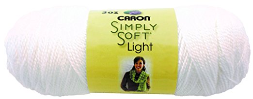 Caron Simply Soft Light Yarn, 3 Ounce, White