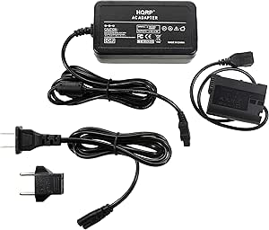 HQRP AC Power Adapter Kit Compatible with Nikon Z5 Z6 Z7 Z6II Z7II D500 D600 D610 D750 D780 D800 D800E D810 D850 D7000 D7100 D7200 1 V1, D7500 Digital Camera, EP-5B, EN-EL15