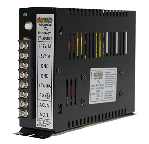 15 Amp Arcade Switching Power Supply 110 Watt, 110/220v for Video Game Cabinets Including Upright and Cocktail