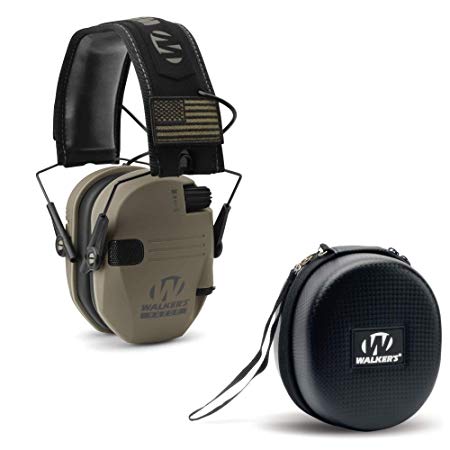 Walkers Razor Slim Electronic Shooting Hearing Protection Muff (Sound Amplification and Suppression) with Protective Case