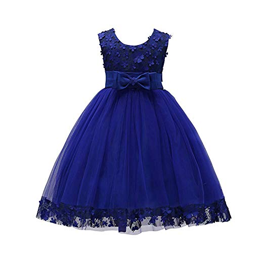 Weileenice 1-14 Years Big/Little Girl Flower Lace A-line Party Dresses