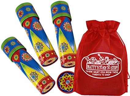 Schylling Classic Tin Kaleidoscope Party Set Bundle Includes Exclusive Matty's Toy Stop Storage Bag - 3 Pack