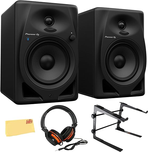 Pioneer DM-50D-BT 5-Inch Black Bluetooth Monitor Bundle with Headphones, Laptop Stand, and Austin Bazaar Polishing Cloth