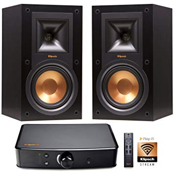 Klipsch R-15M Reference Bookshelf Monitor Speaker (Pair) & Klipsch PowerGate Amplifier PlayFi Wireless Gateway Bundle