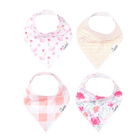 Baby Bandana Drool Bibs for Drooling and Teething 4 Pack Gift Set For Girls “June” by Copper Pearl