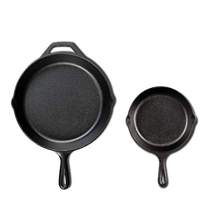 Lodge Seasoned Cast Iron Cookware Set (2 Piece Skillet Set (10.25 in & 6.5 in))