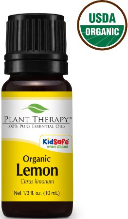 USDA Certified Organic Lemon Essential Oil. 10 ml (1/3 oz). 100% Pure, Undiluted, Therapeutic Grade.