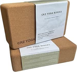 Cork Yoga Blocks 2 Pack, Premium Portuguese Yoga Bricks, High Density Yoga Block with Non Slip Surface, Eco-Friendly Yoga Accessories, Ideal for Yoga, Pilates, Stretching