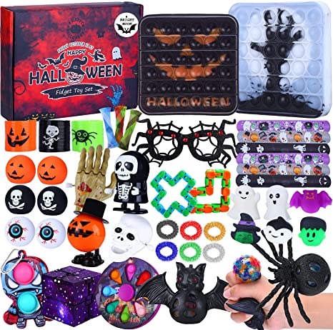 Halloween Fidget Toys Pack 45 pcs , Halloween Fidget Packs,Fidget Toys Set for Adults Kids Anxiety Autism,, Birthday Party Favors,Classroom,Goodie Bag Fillers