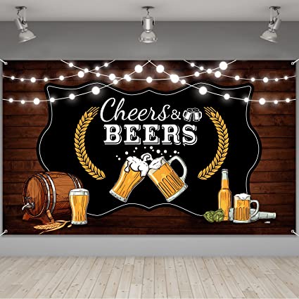 Cheers and Beers Party Decorations,Retro Rustic Wooden Board 30th 40th 50th Birthday Theme Party Photography Banner Backdrop for Men Beer Whiskey Birthday Party Supplies