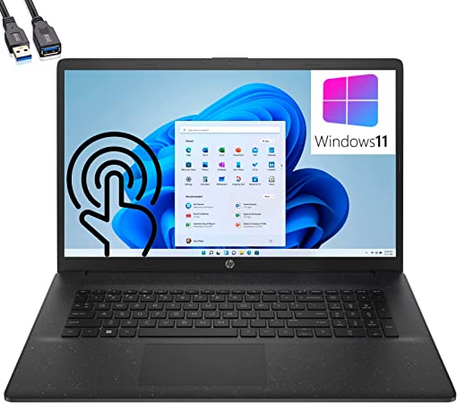 HP 2023 17 17.3" Touchscreen HD  Laptop, 12th Gen Intel 10-Core i7-1255U up to 4.7GHz, 32GB DDR4 RAM, 1TB PCIe SSD, 802.11AC WiFi, Bluetooth 5.0, Backlit KB, Black, Windows 11, BROAG Extension Cable