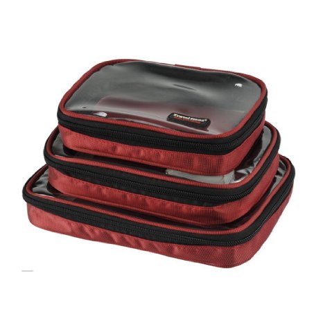 All-match 3pcs/set Waterproof Portable Electronic Accessories Travel Organizer Case (Red)