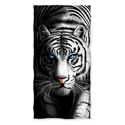 White Tiger Cotton Beach Towel